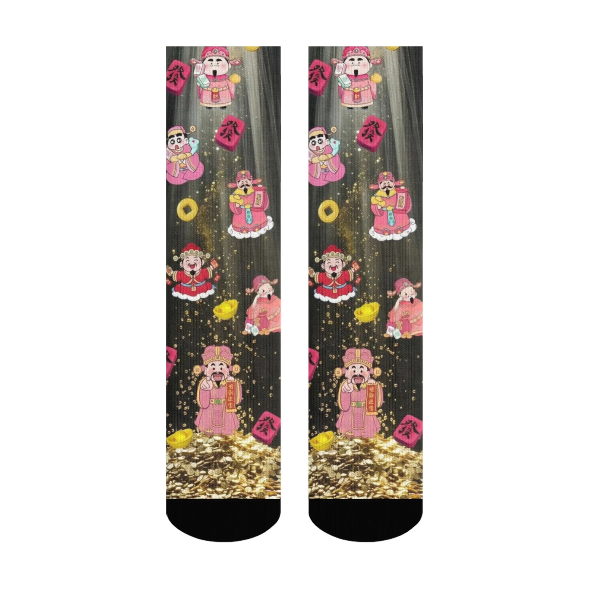 Auspicious patterns of the God of Wealth socks non-slip casual socks novelty Harajuku street hip-hop men's socks fun gift