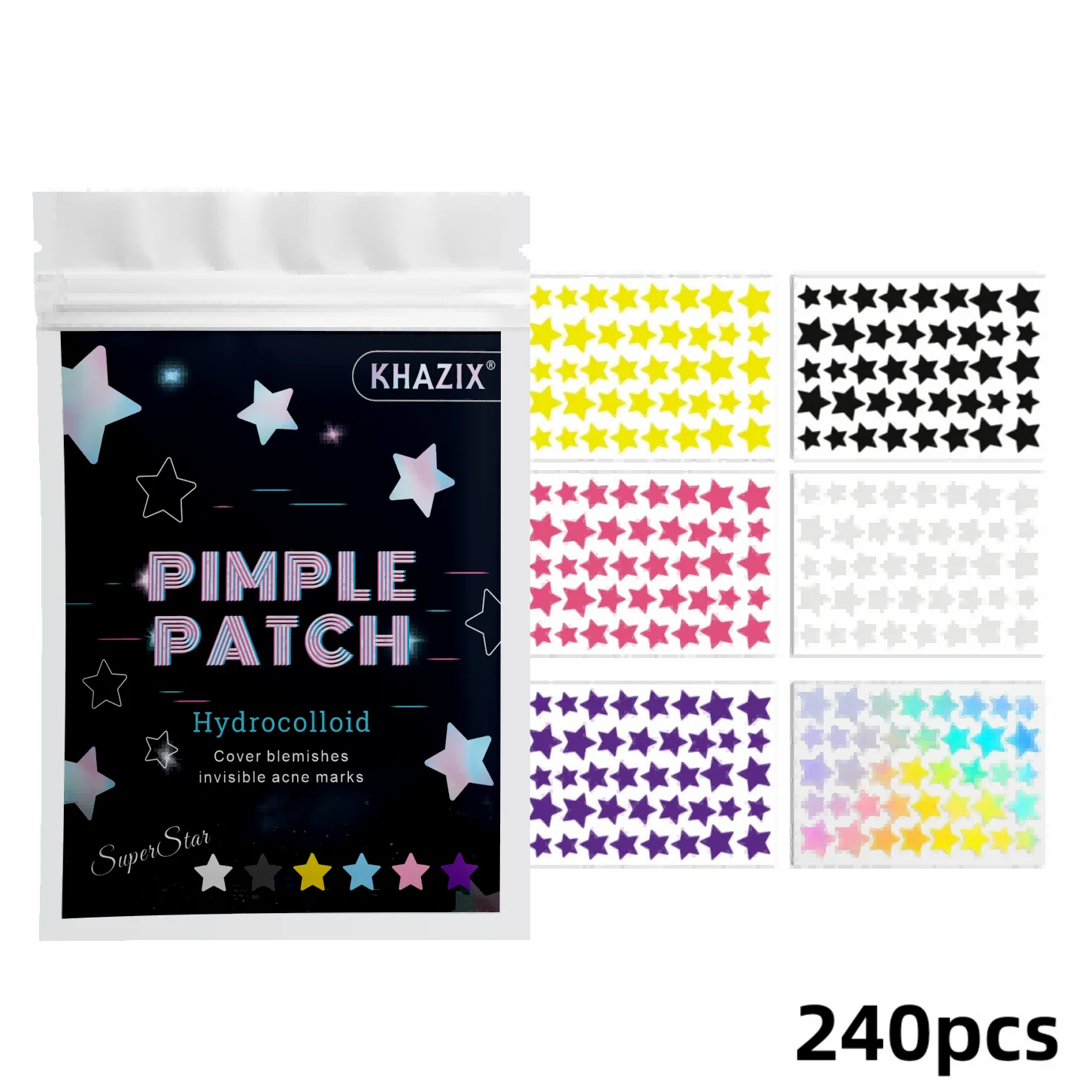240pcs Star Pimple Patches For Face Hydrocolloid, Absorbing Cover, Tea Tree, Hydrocolloid Acne Patch, Cute Star Pimple Patch