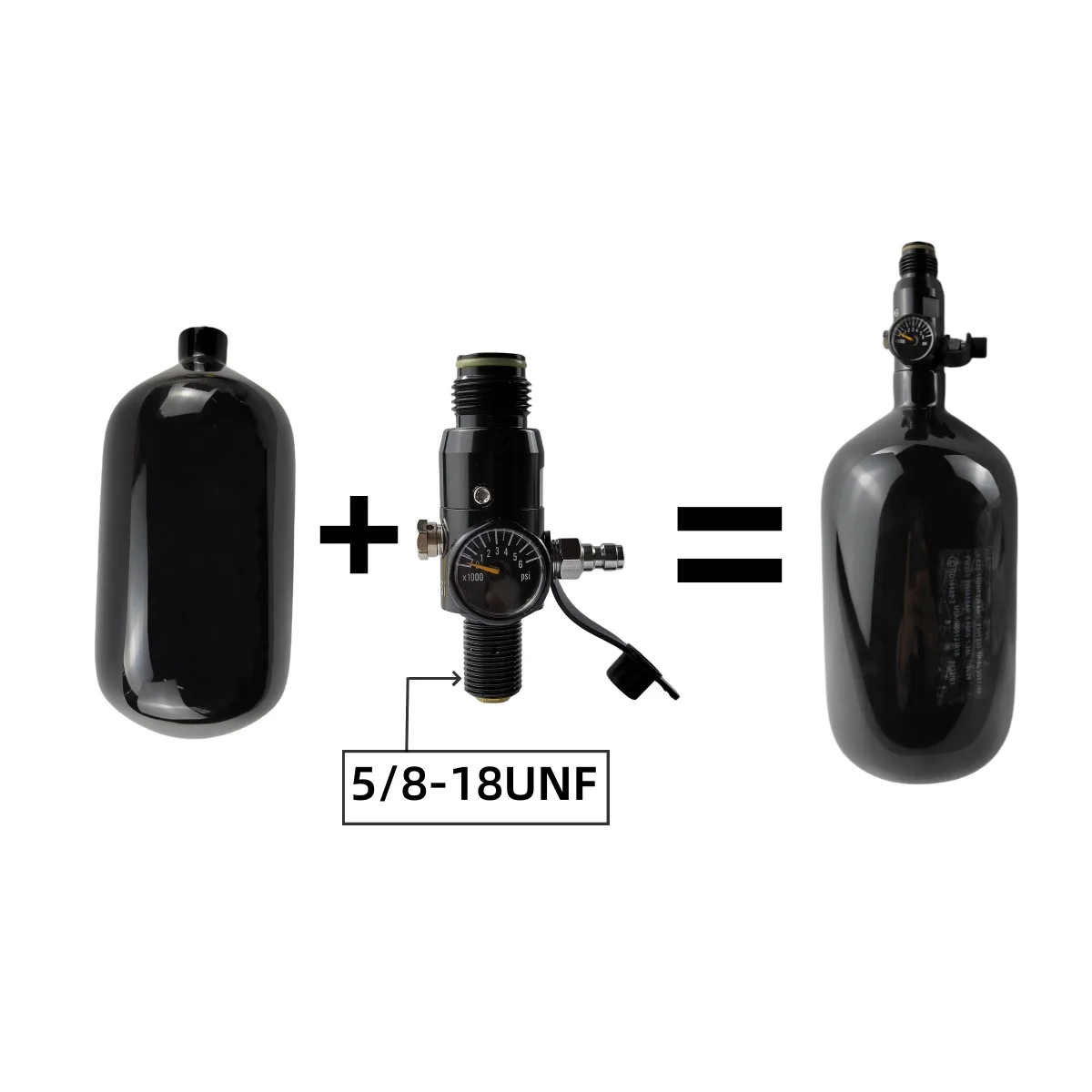 1.26L(77ci) High Pressure  Carbon Fiber Cylinder HPA Air Bottle Mini Scuba Diving Tank for Firefighting Diving 4500PSI 5/8-18UNF