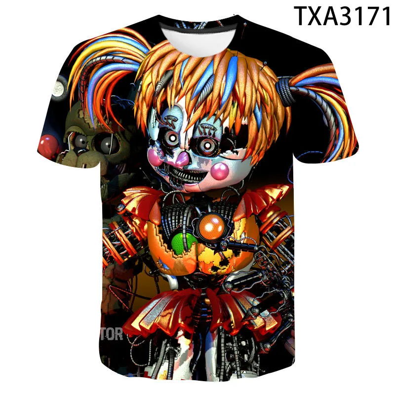 Summer New Fnaf Fashion Cartoon Animation T-Shirt 3D Pattern Printing Children Adult Hip-Hop Style T Shirt Street Short-Sleeved