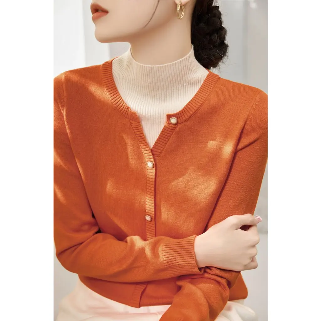 

Women's Fashion Fake Two-Piece Design Pullover Loose Sweater Semi-Turtleneck Long Sleeve All-Match Style for