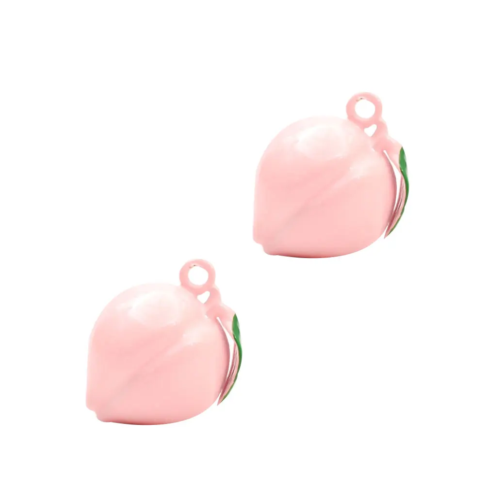 

2 Pcs Peach Bell Pendant Ornaments Chime Bells for Crafts Tiny Hanging Decor DIY Cartoon