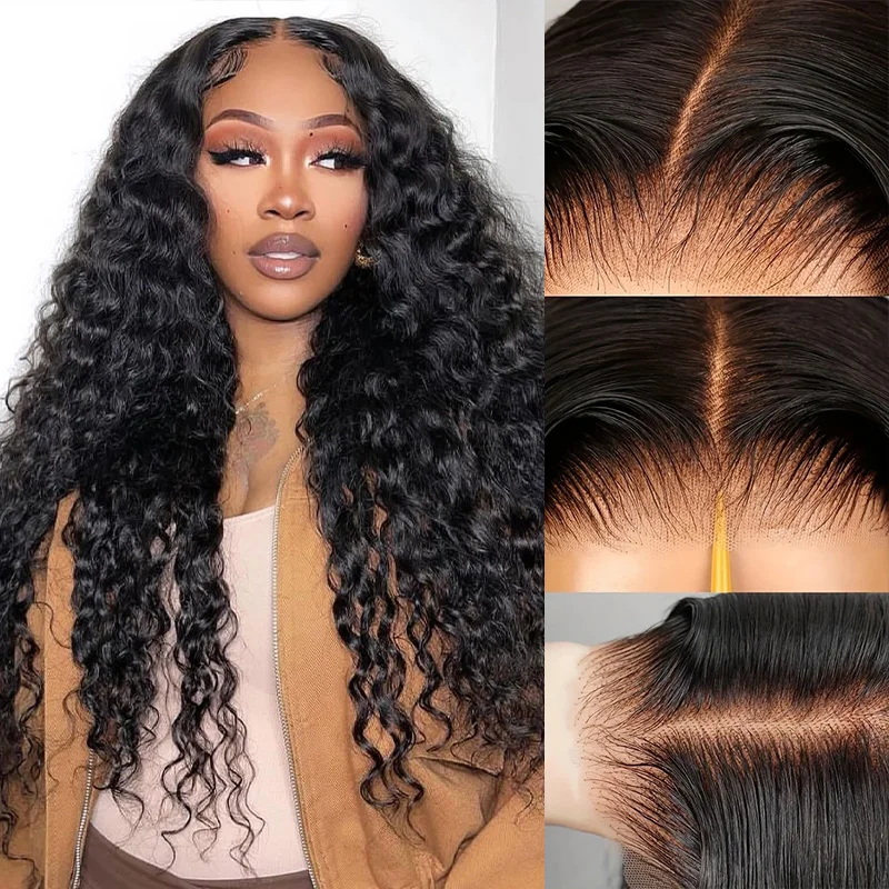 

Natural Black Human Hair Wig Deep Wave Wig Human Hair Wig 200% Density 5x5 13x4 13x6 Lace Front Wig For Women