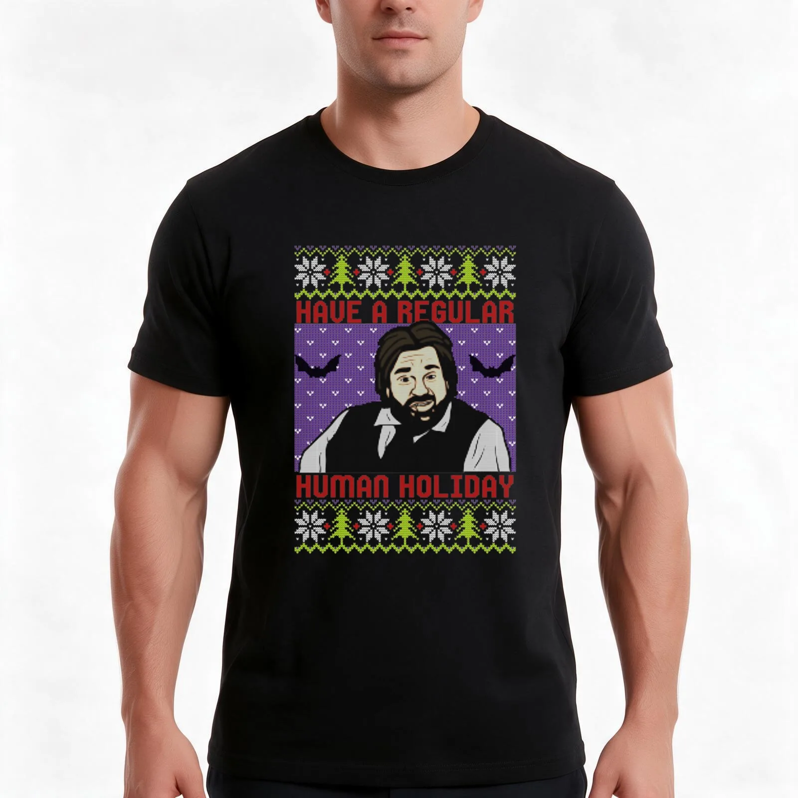 Regular Human Holiday What We Do In The Shadows T-Shirt, Summer Casual Cotton Tee, Oversized Streetwear Tops, Unisex Men Women