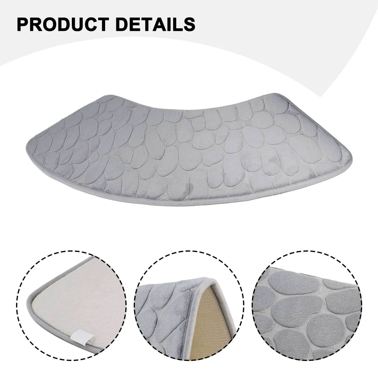 Bathroom Mat Curved Shower Mat Pebble Emboss Carpet Washable Curved Non Slip Bathroom Anti Slip Mat Floor Toilet Mat For Shower