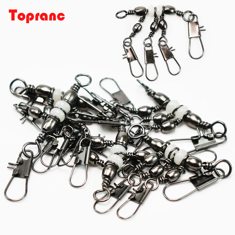 Topranc 12Pcs/Bag High Strength Fishing Barrel Swivel With B Type Pin Connector 8 Ring Accessory