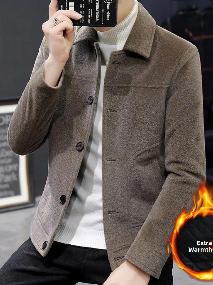 

Warm Cotton-Enhanced ort Woolen Jaet for Men Casual Sle Korean Version Autumn Winter New Arrival Youth Faion Urban Life