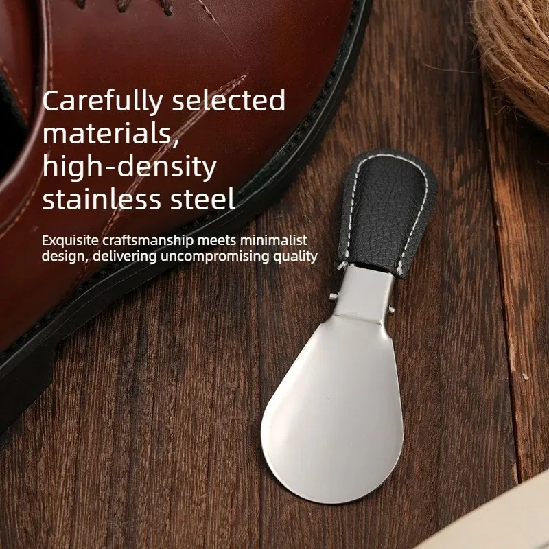 1pcs Portable Stainless Steel Shoe Horn Durable Metal Shoe Wearing Aid for Home Travel Daily Footwear Helper