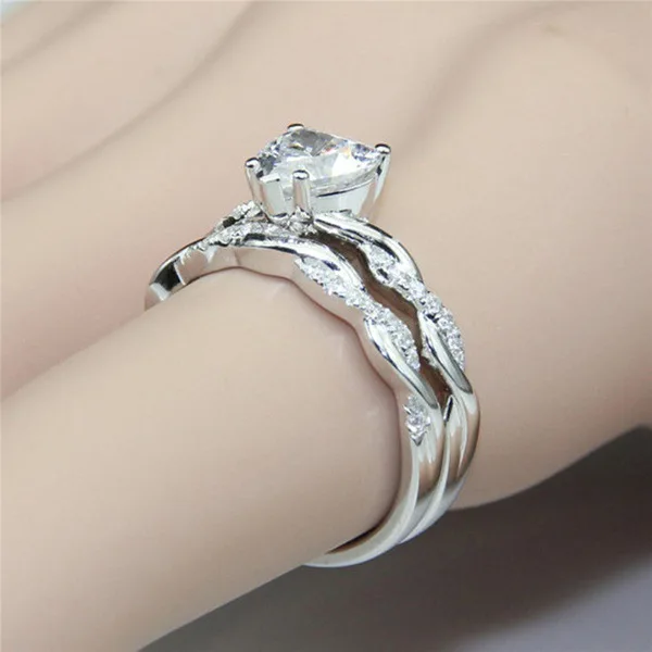 Hot Sale 925 Sterling Silver Heart Diamond Set Ring Women s Fashion Party Engagement Jewelry For Trendy Ladies
