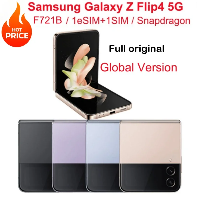 Original Samsung Galaxy Z Flip 4 Flip4 5G Mobile Phone Global Version F721B 6.7