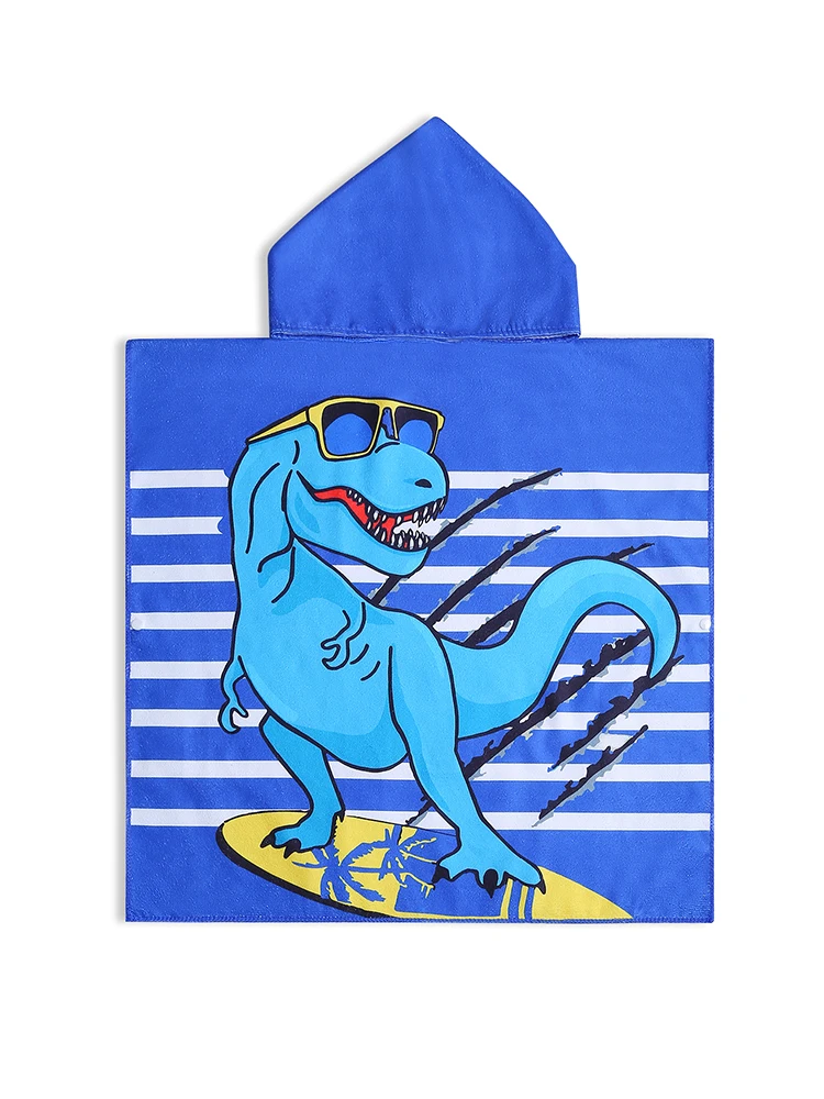 Boys and children\'s hooded shawl towel, children\'s beach swimsuit, shawl towel, robe, hooded shawl towel, animated dinosaur