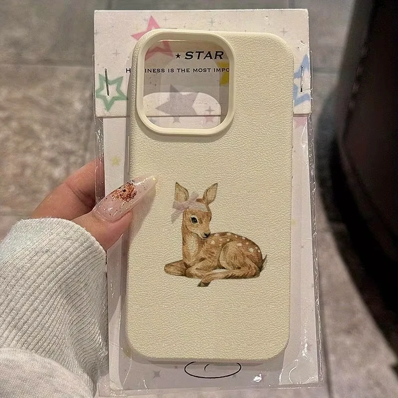 Deer Lichee Pattern Simple Retro Phone Case For iPhone 16 15 14 13 12 11 Pro Max XS X XR 16 Plus Sho