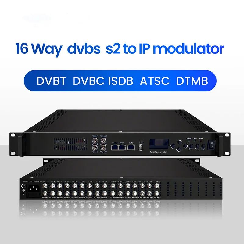 16 Tuner To Ip Gateway, IP modulator ASI to DVB-T/C/ATSC/ISDBT modulator RF to IP DVB-T2 DVB-S/S2/S2X DVB-C ISDB-T ATSC receiver