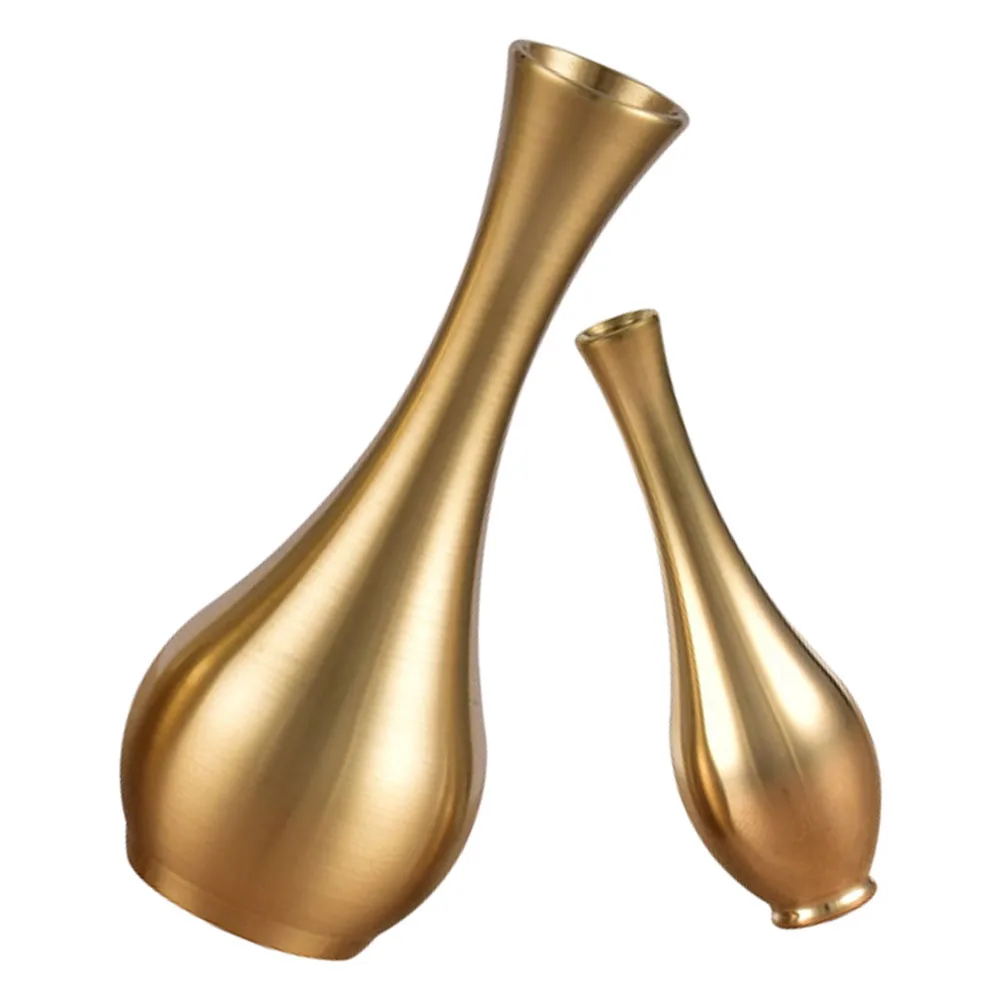 

2pcs Brass Vase Copper Small Creative Hydroponic Decorative Flower Arrangement Vase Centerpieces Home Dried Flowers Planter