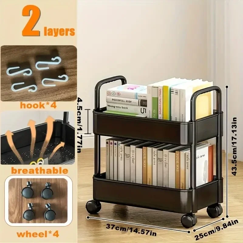 2-layer Detachable Stationery Organizer Handcart Organizers Office Desk Organizing Plastic Boxes Accessories School Supplies