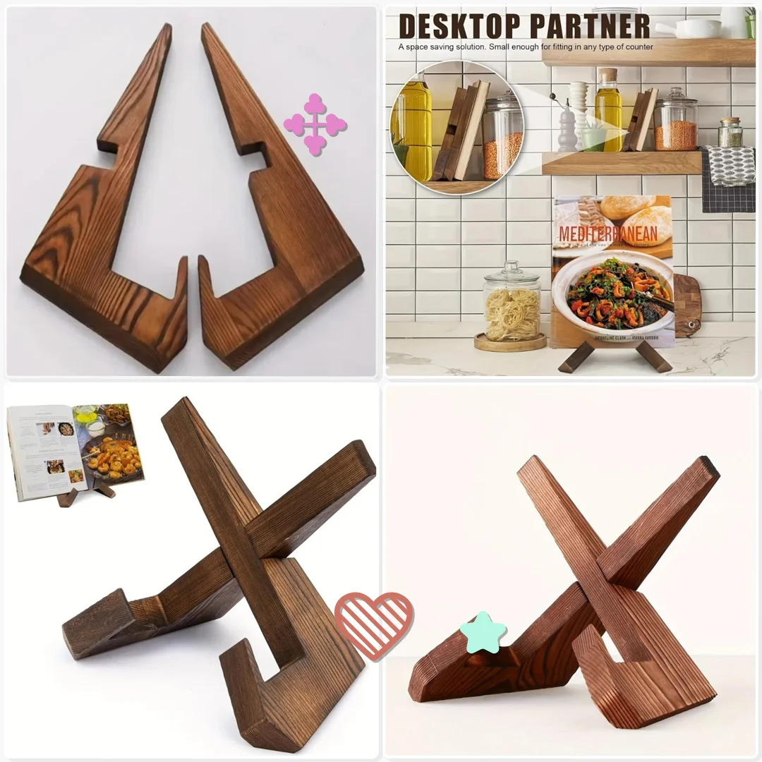 Wooden Bookend Display Stand Hanging Menu Holder Coffee Shop Counter Daily Special Board Showcase