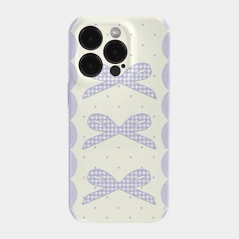 

Ins Gentle Purple Bow Girl's Style Case for IPhone 16E 15 14 13 Pro Max 12 Mini 11 Pro 16 Plus XR XS Shockproof Ultra Thin Cover
