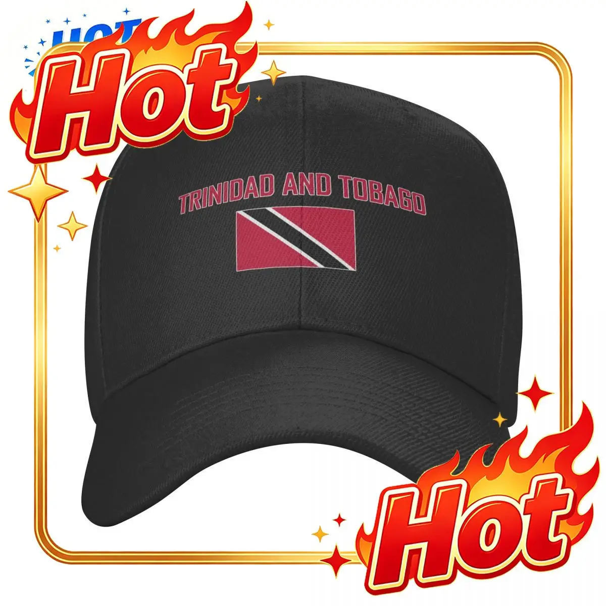 Custom Hat TRINIDAD AND TOBAGO Country Name With Flag Sun Baseball Cap Breathable Adjustable Men Women Outdoor Soccer Hat