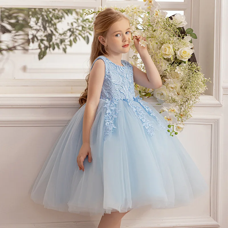 flower girsl wedding dress birthday party foreign princess host performance clothes