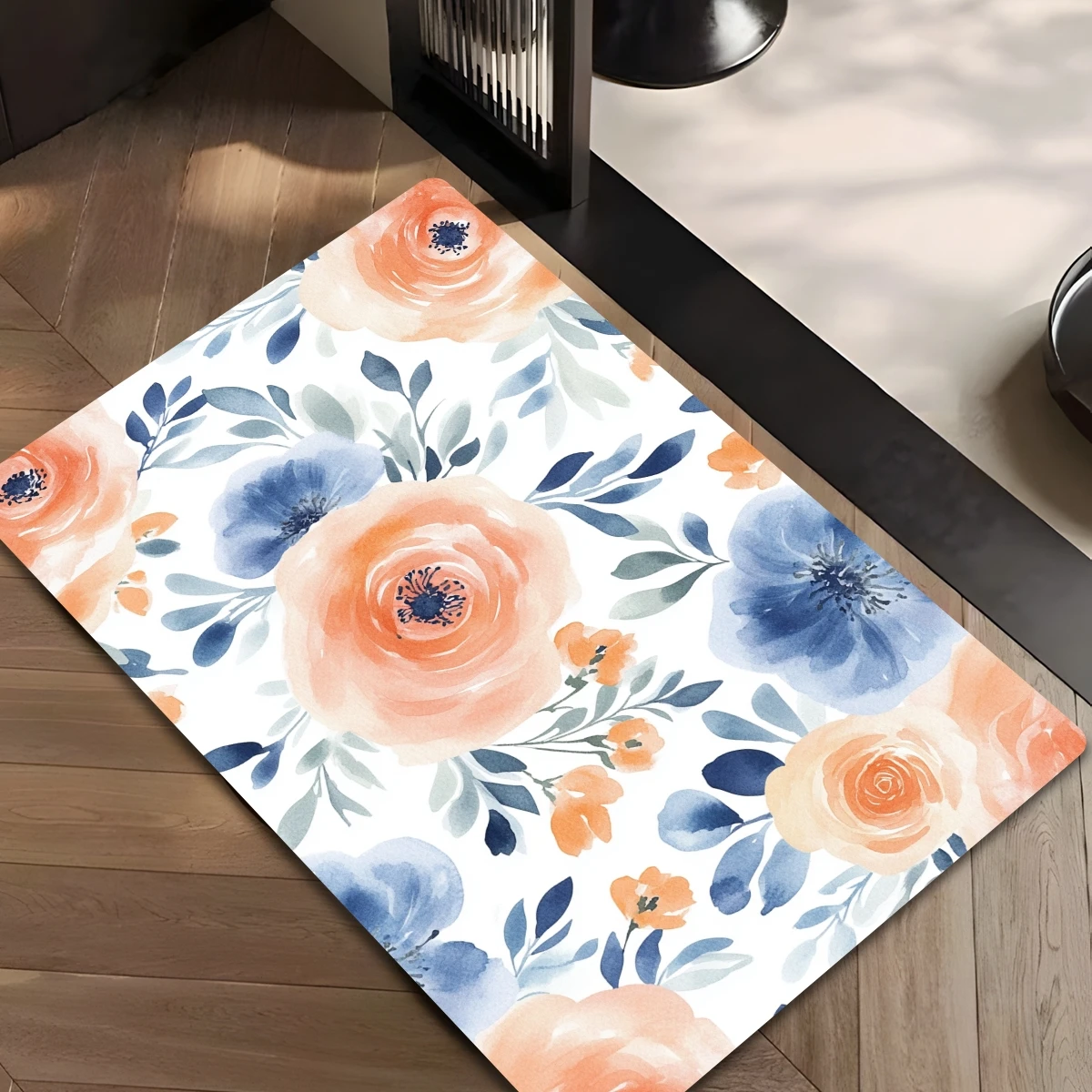 

1 шт. ковер с акварельным цветочным узором, полиэфирная ткань, можно стирать в машине, подходит для декора спальни и гостиной.