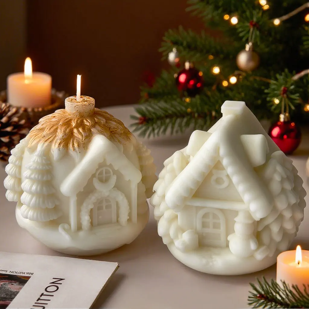 

Силиконовая форма для рождественского домика-ёлки, для изготовления ароматических свечей ручной работы, гипсовых и полимерных украшений, принадлежности для изготовления рождественских свечей