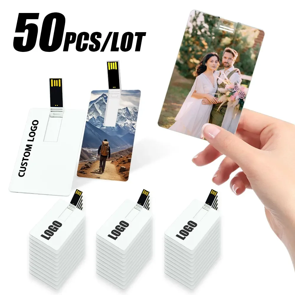 

50PCS Credit Card Memory Storage 4GB 8GB 16GB 32GB USB Flash Drive 64GB 128GB Pen Drive usb 2.0 Free Customized For Gift U Disk