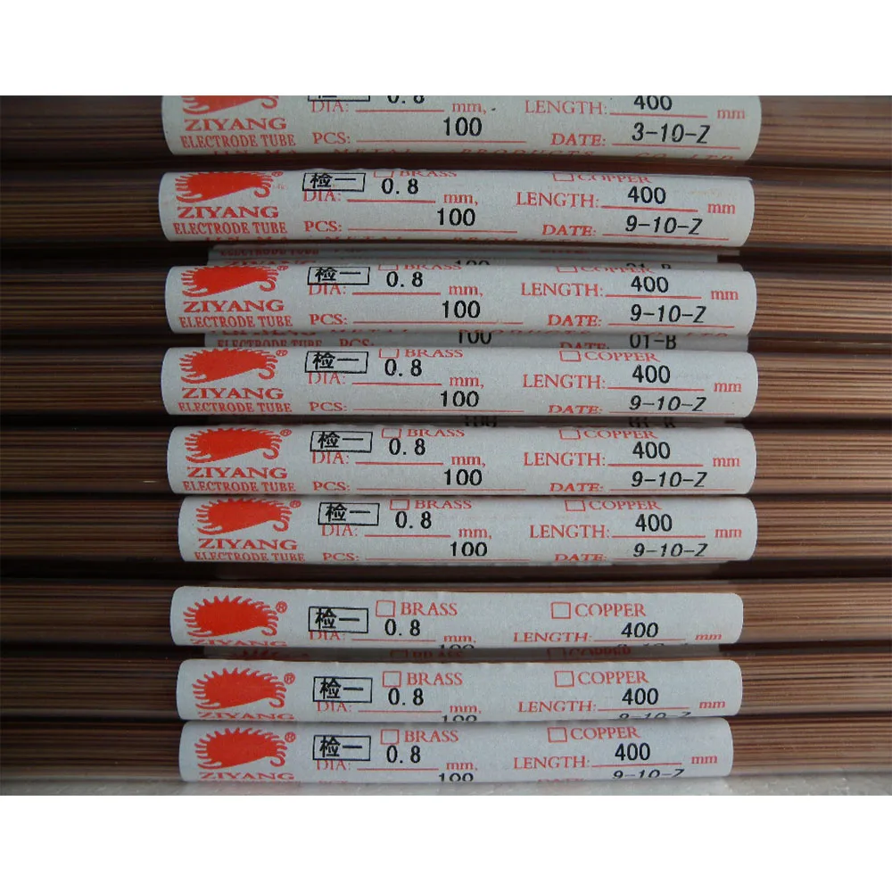 Ziyang Copper Electrode Tube OD0.8*400mm ID 0.3mm Single Hole for EDM Drilling Machine