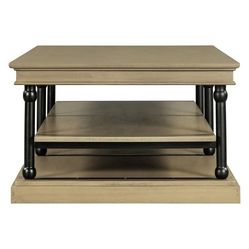 طاولة قهوة صناعية عتيقة مع رف تخزين، طاولة مركزية من الخشب الريفي لأثاث ديكور المنزل في غرفة المعيشة