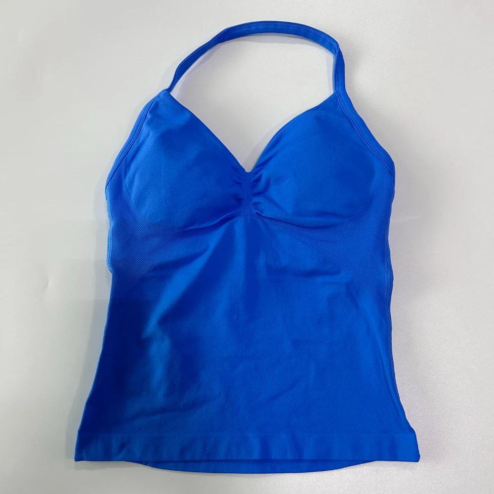 Pericic Longline Strappy Top Damen Nahtloses Yoga-Tanktop mit eingebautem BH, gerafftem Rücken, ärmelloses Shirt, Fitness-Oberteil – Detail 17
