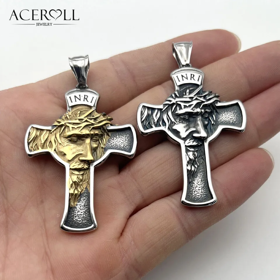 ACEROLL Stainless Steel Pendant Charms of Crucifix Jesus Cross New Arrival
