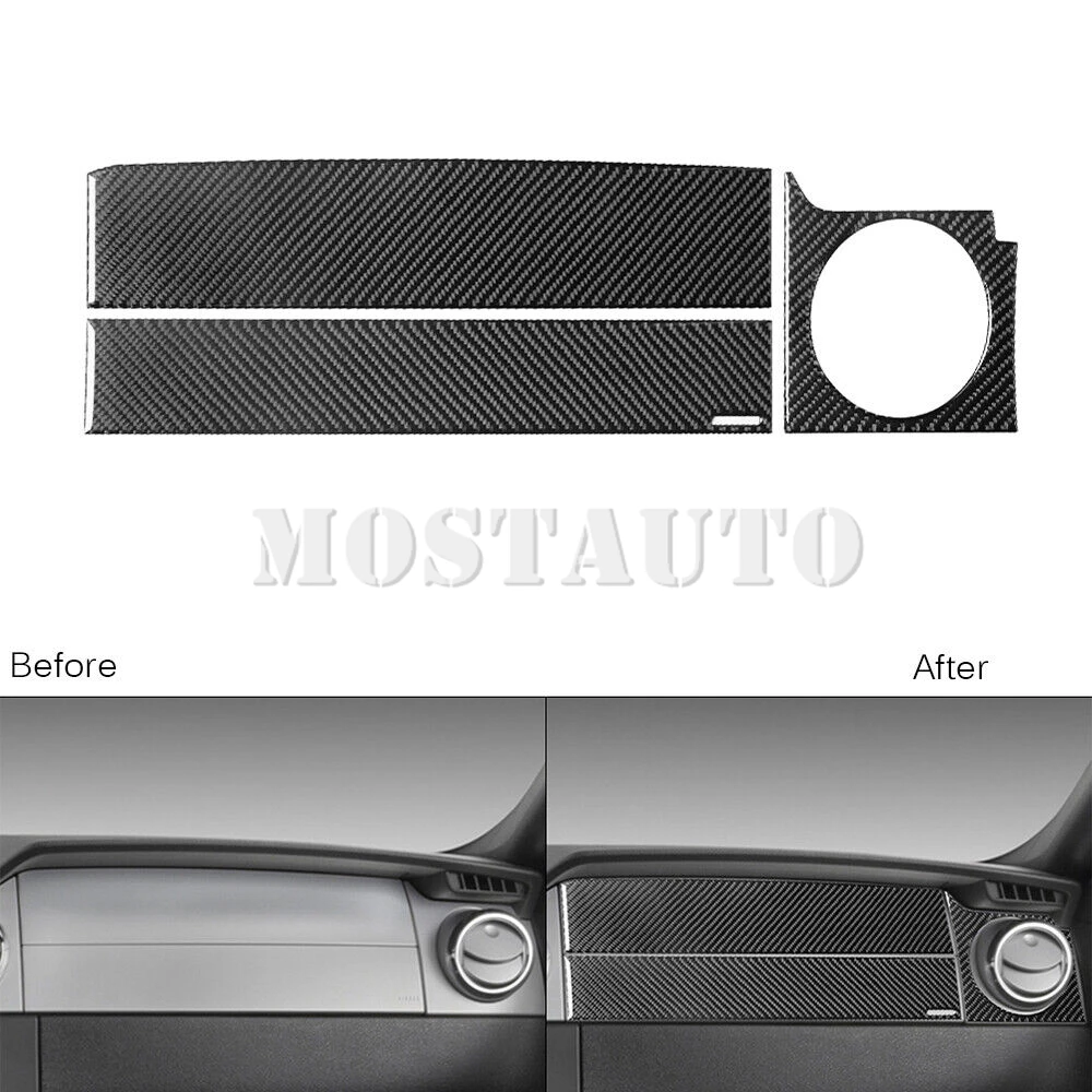 

For Ford Mustang Soft Carbon Fiber Interior Co-Pilot Dashboard Panel Cover Trim 2005-2009 3pcs （2 Color）