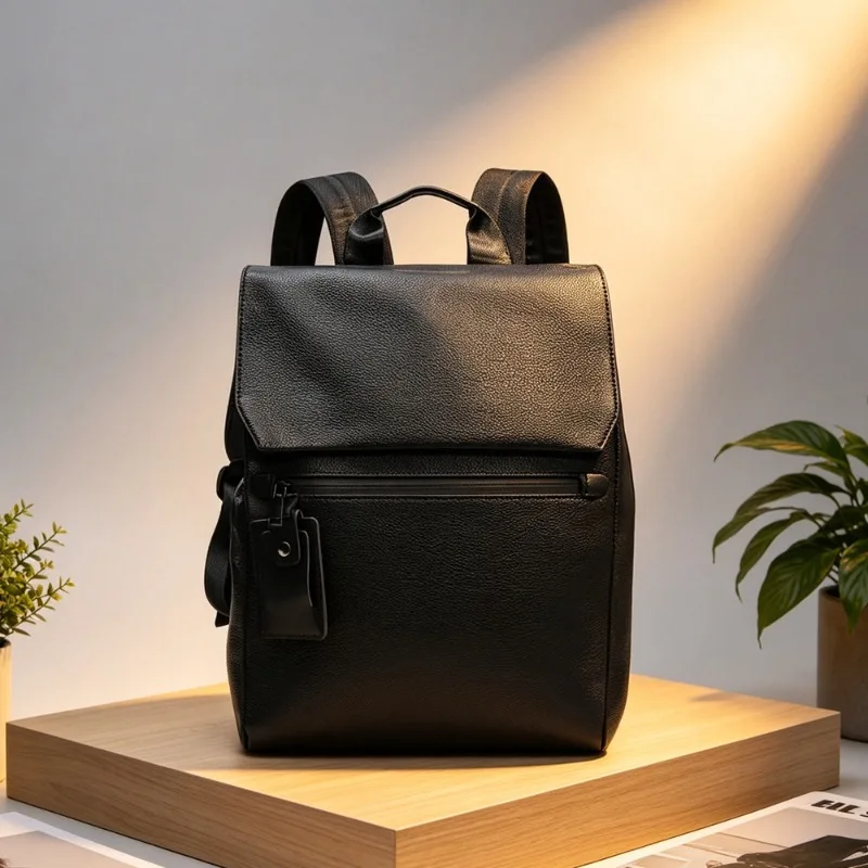 

Luxury Fashion Men Backpack Large Capacity Travel Bags Men's Backpacks Soft PU Leather Flap Laptop Bags Male Schoolbags Bookbags
