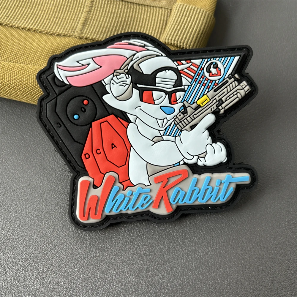 Anime Savage Warrior PVC-Patch, Cartoon, 12 Tierzeichen, Kaninchen, taktische Patches, Militär, Armee, Moral, Abzeichen, Rucksack-Aufkleber