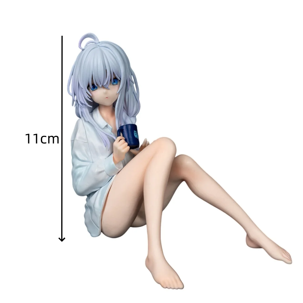 Hot The Journey Of Elaina Sitting In Pajamas Anime Girl Figure 11cm Model Statue Collection Desktop Decoration Toys