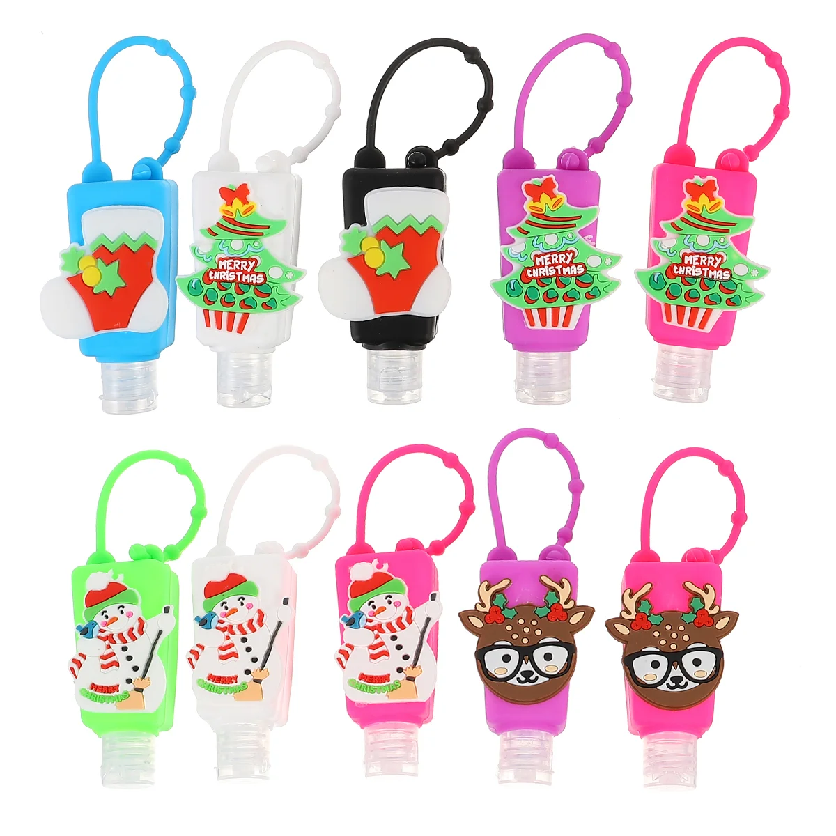 Christmas Plastic Bottle Lotion Dispenser Keychain Kids Carrier Leakproof Liquid Mini Hand Halloween