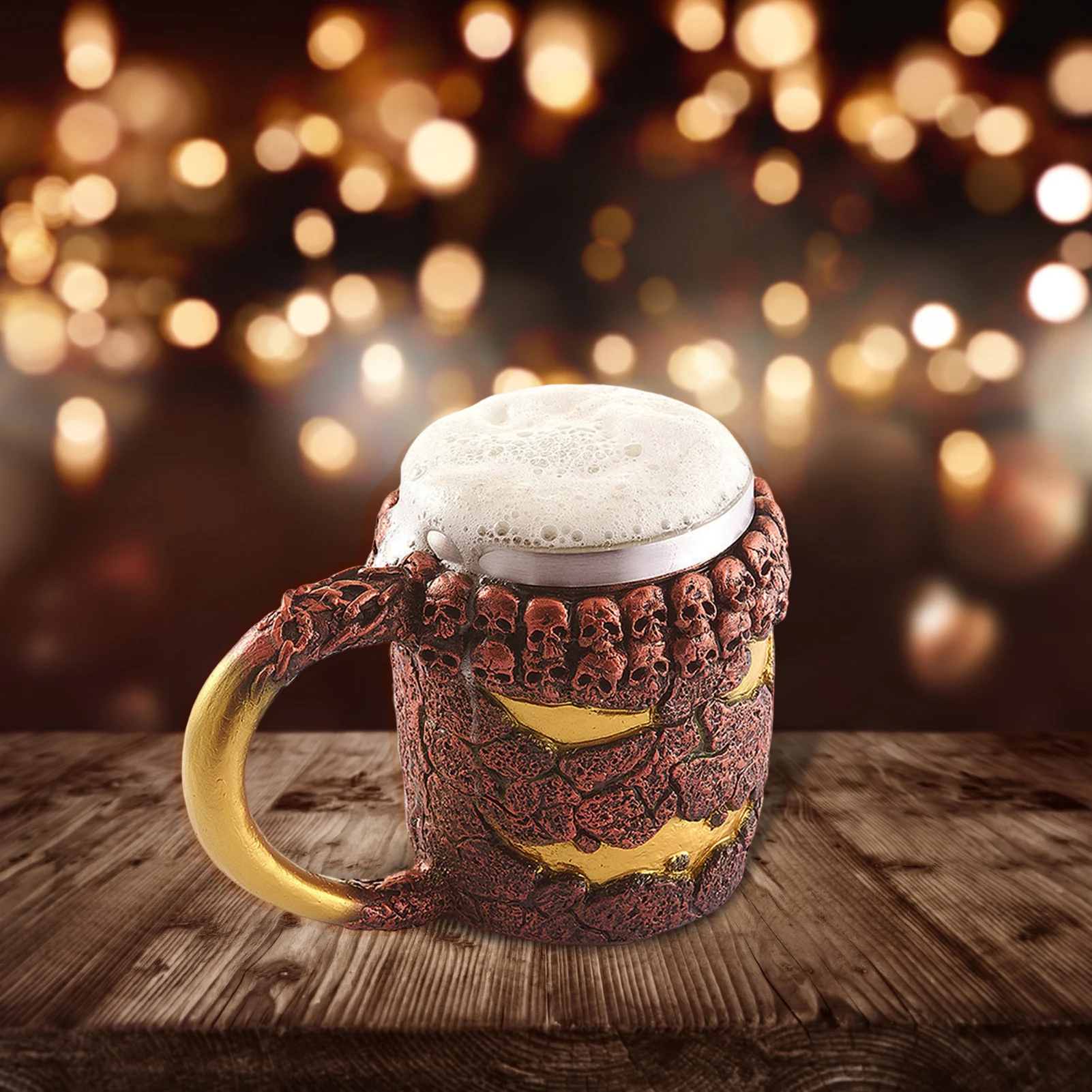 Cool 3D Skull Mug Gothic Coffee Cup for Home Office Decor Resin Stainless Steel Beer Stein Unique Gift Durable and Heavy Duty