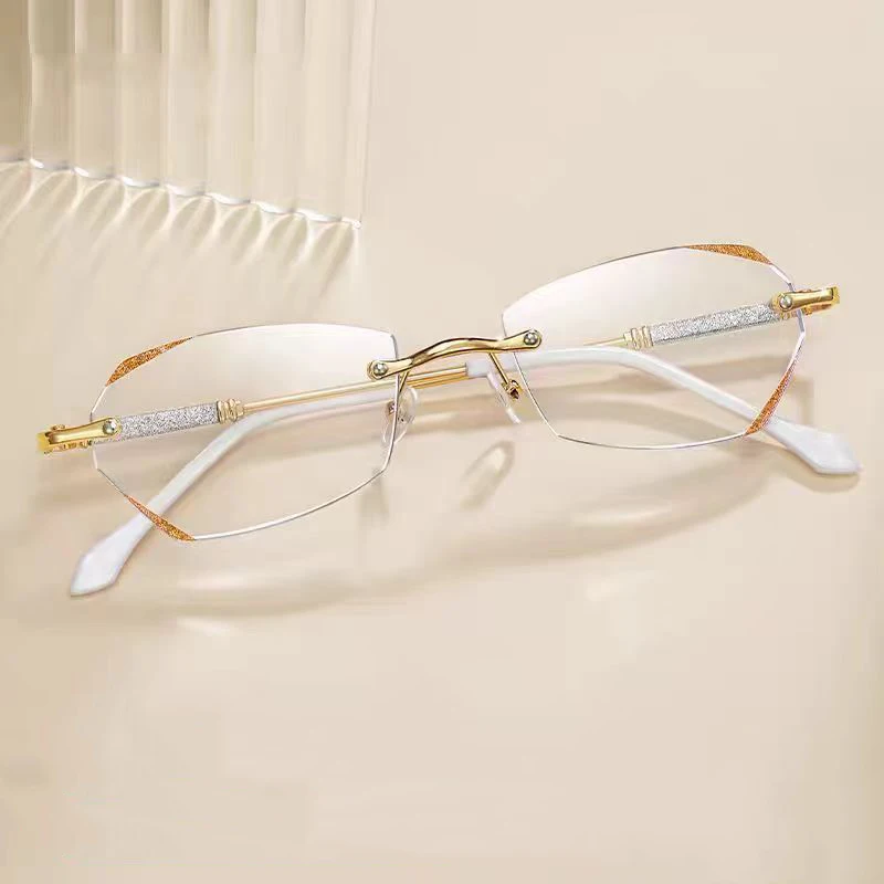 Rahmenlose Lesebrille, Anti-Blaulicht-Metallrahmen-Brille, Anti-Ermüdungsbrille mit +1,5 +2,0 +2,5 +3,0 +3,5 für Männer und Frauen