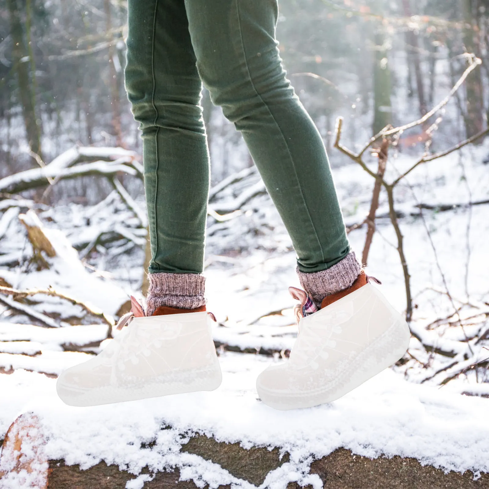 

1 пара водонепроницаемых чехлов для обуви, многоразовые, легко моющиеся, силиконовые, для защиты от дождя, на все времена года