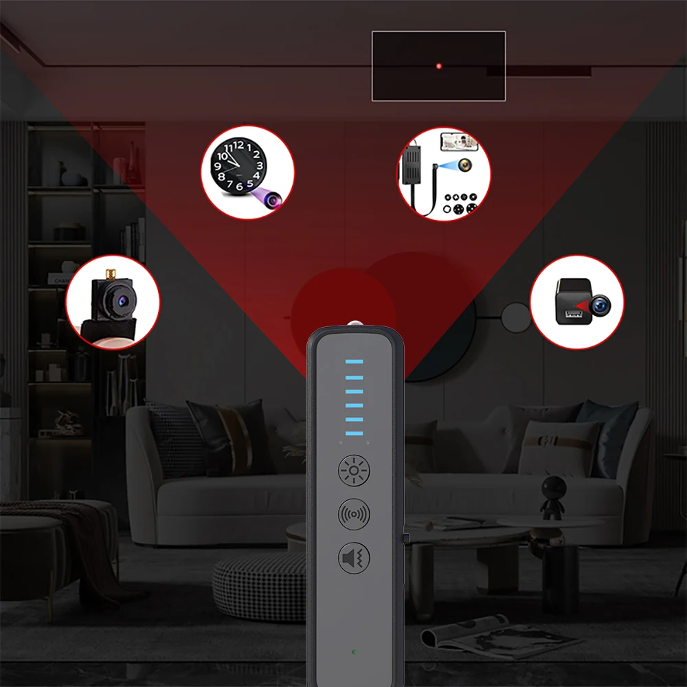 PEGATAH-Caméra Cachée Portable, Détecteur de Recherche Infrarouge, Dispositif Anti-espionnage pour Hôtel, GPS Professionnel Intelligent Sans Fil