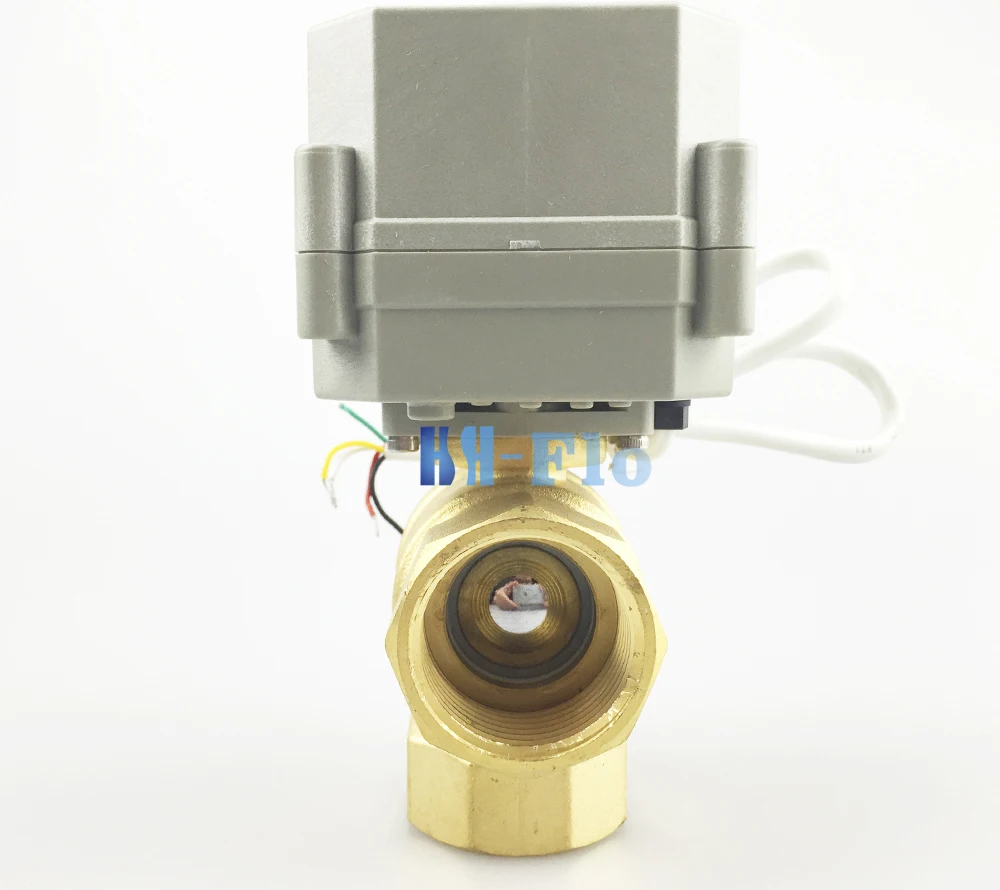 1/2'' DN12 3-Way Brass Electric Actuator Ball Valve, 9-24V AC/DC, Reduce Bore Auto Return Motorized Ball Valve