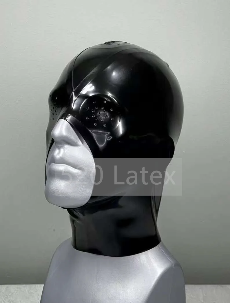 

Фетиш-латексный капюшон Fly Eye с открытым ртом и носом, маска с молнией сзади, резиновые костюмы Gummi ручной работы на Хэллоуин, костюмы с капюшоном