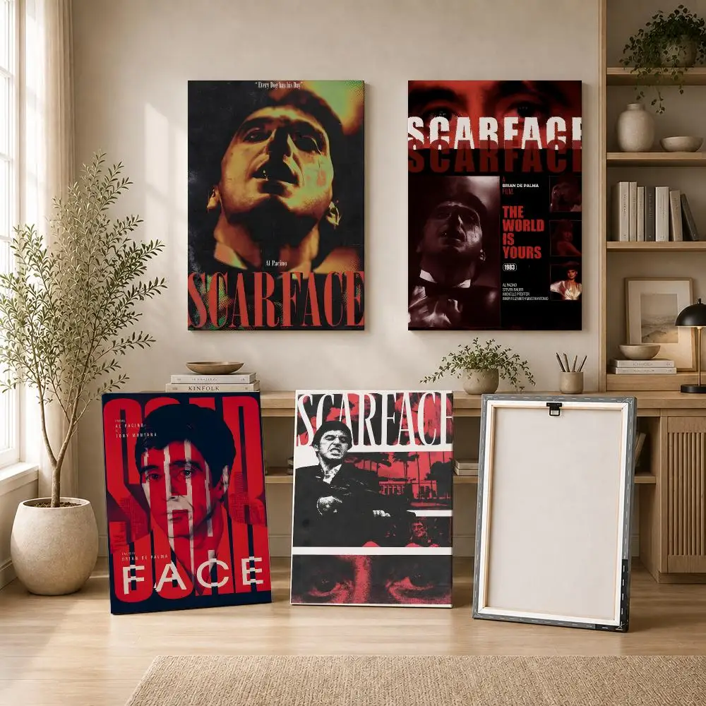 Movie s-Scarface Framed Wall Painting HD Inner Frame Canvas Poster Bedroom Room Hallway Wall Art Decor