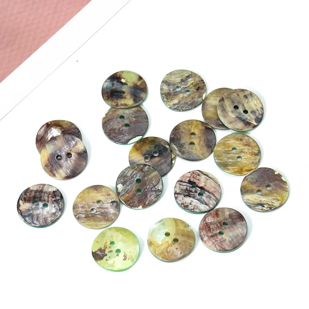 5PCS Natural Shell Dyed Green Mother-of-pearl Round Two Hole Flat Buttons Shirt Scrapbooking Decor Accessories Sewing Supplies