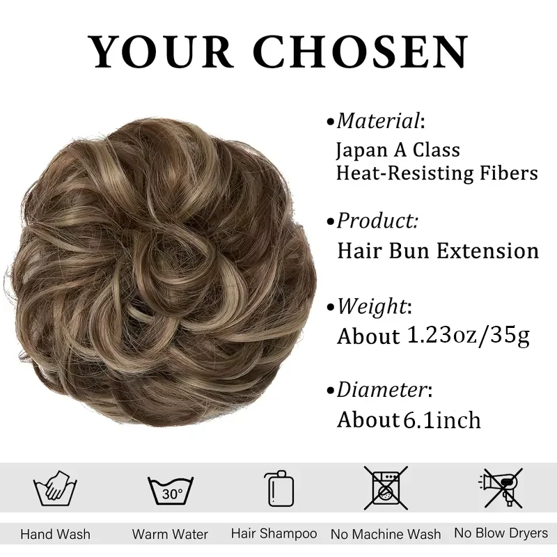 Synthetic Messy hair piece Daily Use Chignon Scrunchies Fake Elastic Hairpiece Blonde Brown Donut Bun For Women H9