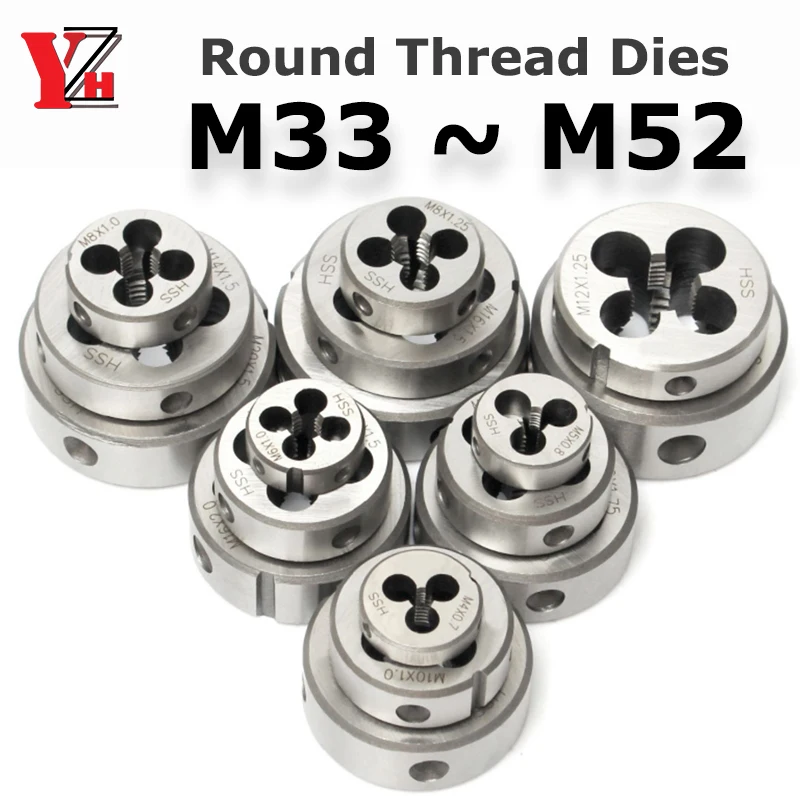 HSS Thread Die Metric Round Dies Cutting Tool Right Hand Alloy Steel M33 M34 M35 M36 M37 M38 M39 M42 M45 M48 M52 External Thread