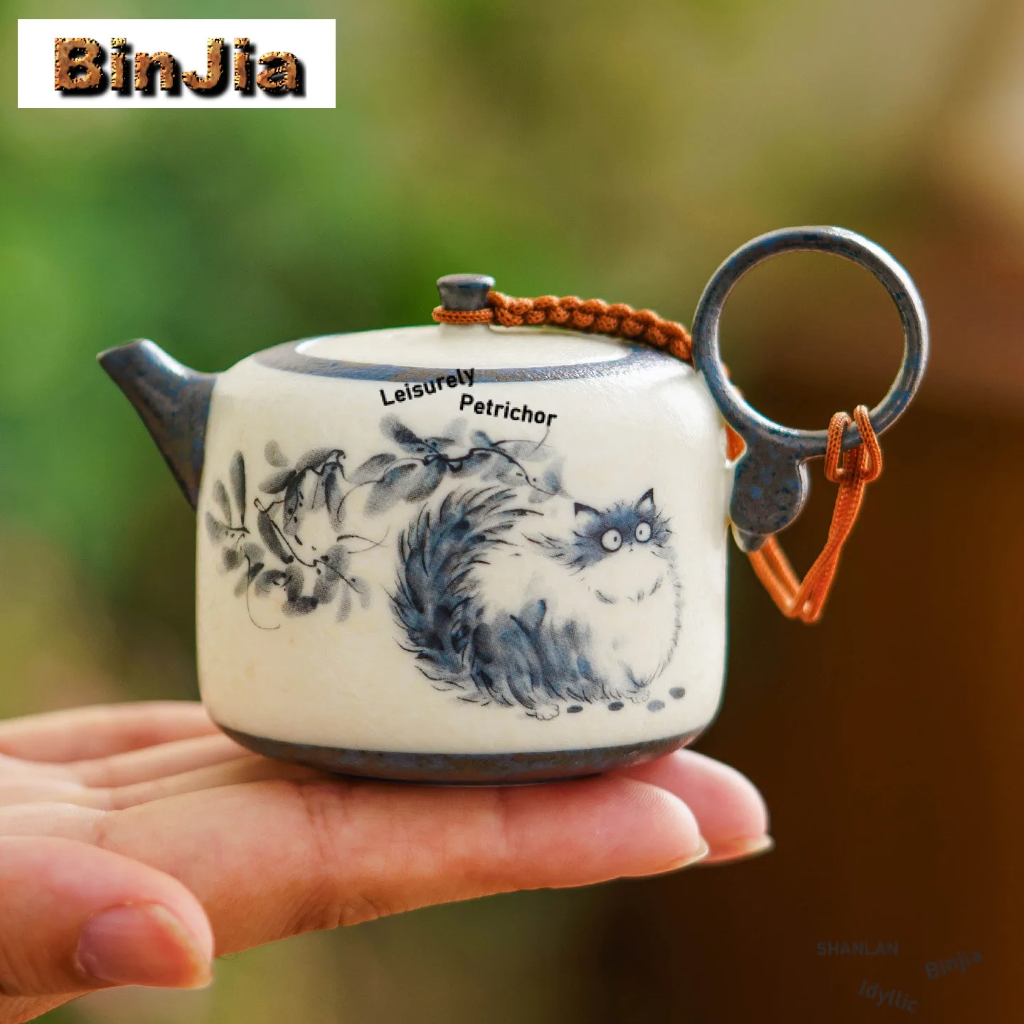 

102ml Hand Painted Cat Teapot Ancient Tea Infuser Pot Household Tea Maker Kettle With Filter Dahongpao Drinkware Supplies Craft