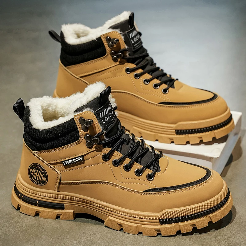 

Men's casual winter slip-resistant fashion high top work shoes plus size outdoor comfort shoe wear-resistant thicken cotton shoe