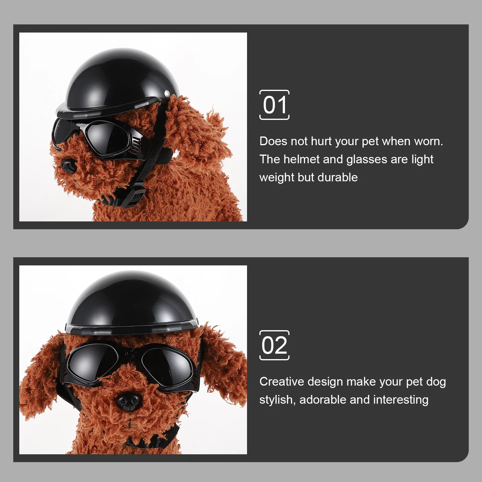 

1Set Pet Safety Hat Adjustable Lightweight Dog Protective Headgear Cat Decorative Glasses Stylish Photo Props Funny