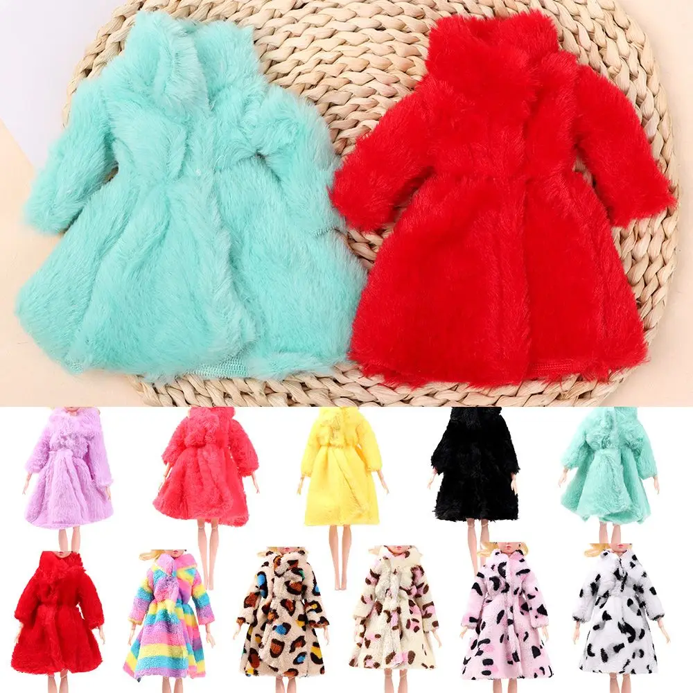 Multicolor 1 Set Long Sleeve Soft Fur Coat Top Dress Warm Winter Casual Accessories Clothes for 30cm Barbies, Kids Toys