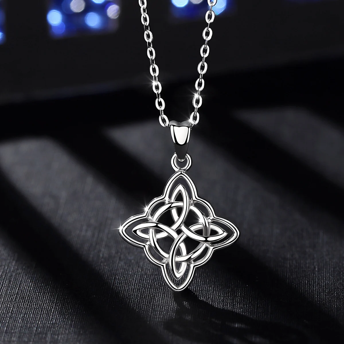 AEONSLOVE 925 Sterling Silver Celtic Knot Necklace for Women Witch Knot Pendant Protection Amulet Irish Jewelry Birthday Gifts